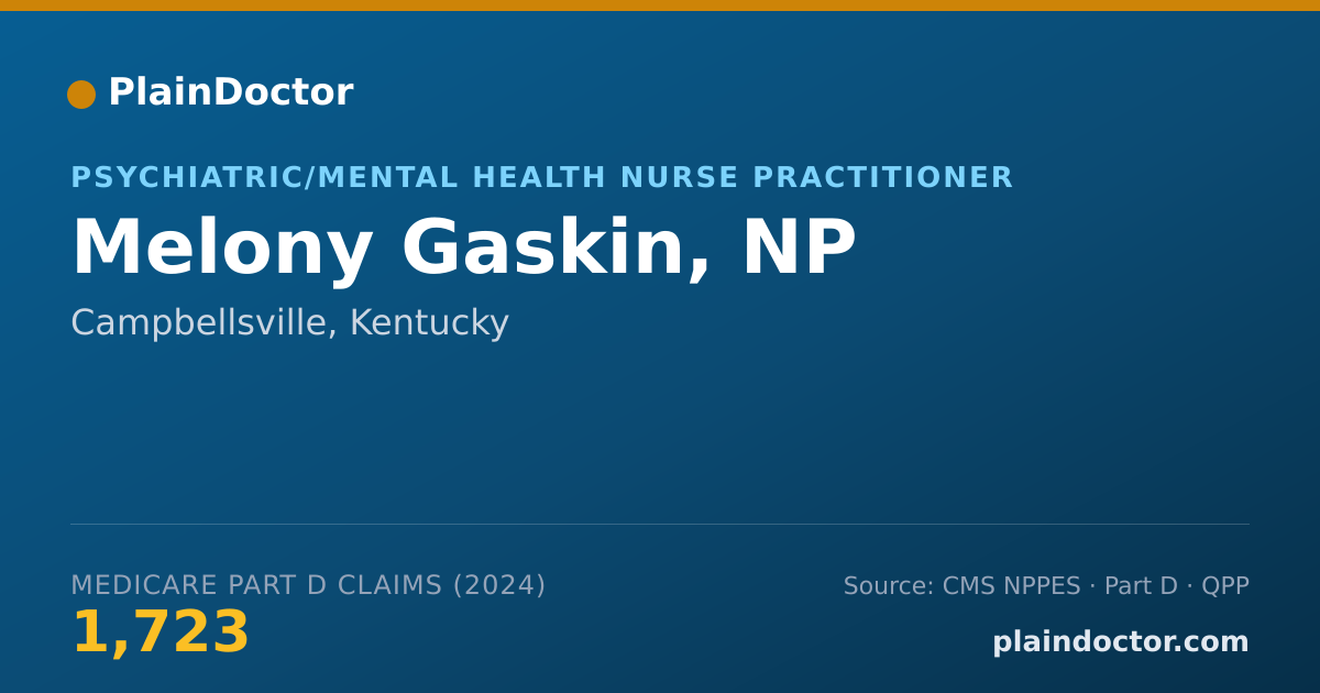 Shareable card for Melony Gaskin, NP - Psychiatric/Mental Health Nurse Practitioner, Campbellsville, KY