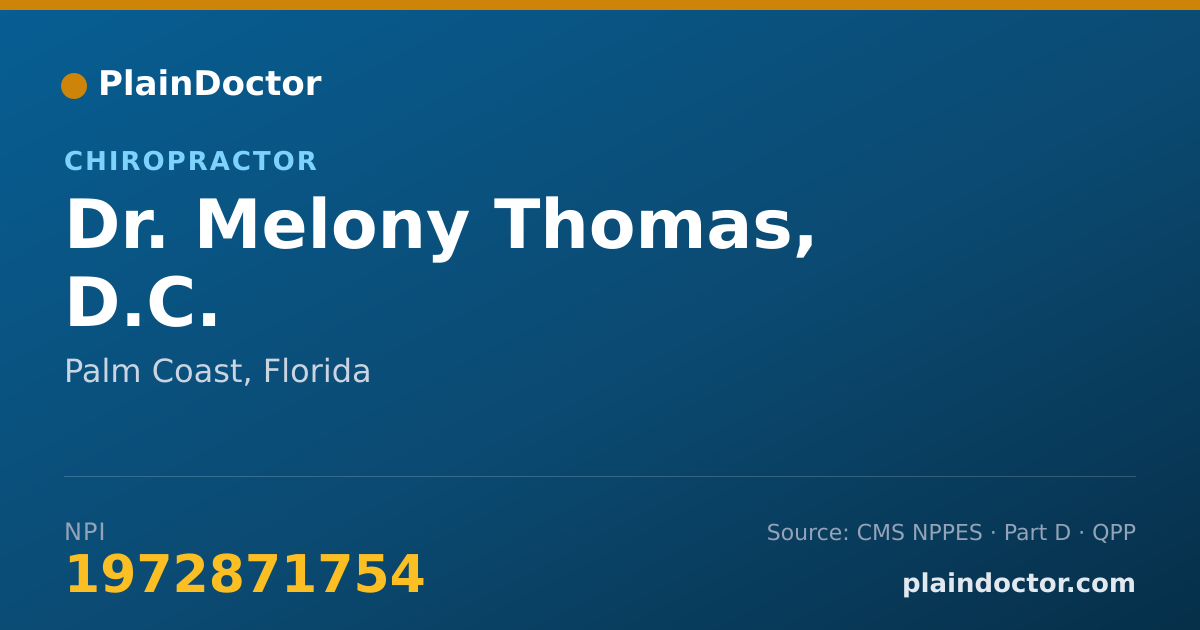 Shareable card for Melony Thomas, D.C. - Chiropractor, Palm Coast, FL