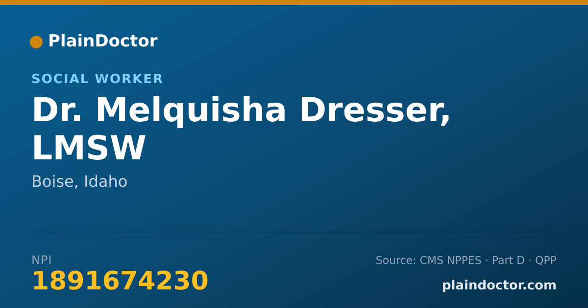 Shareable card for Melquisha Dresser, LMSW - Social Worker, Boise, ID