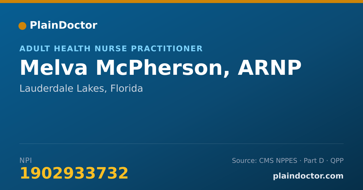 Shareable card for Melva McPherson, ARNP - Adult Health Nurse Practitioner, Lauderdale Lakes, FL