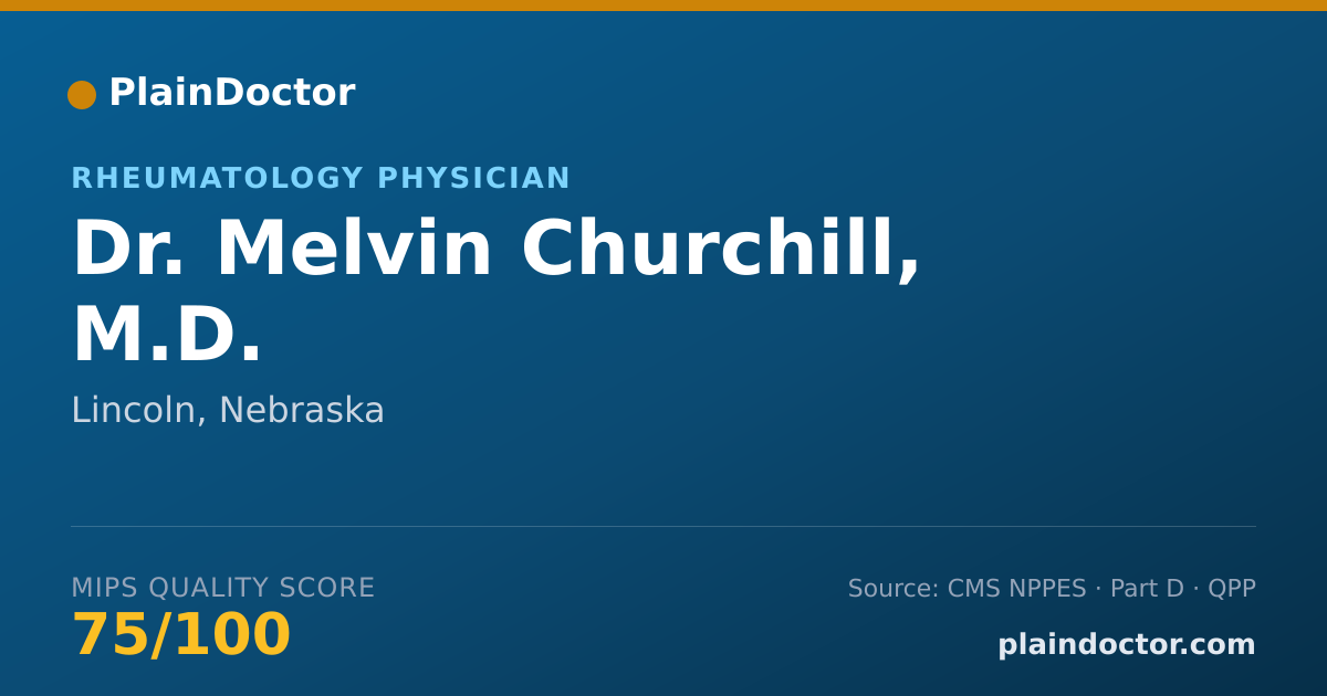 Shareable card for Melvin Churchill, M.D. - Rheumatology Physician, Lincoln, NE