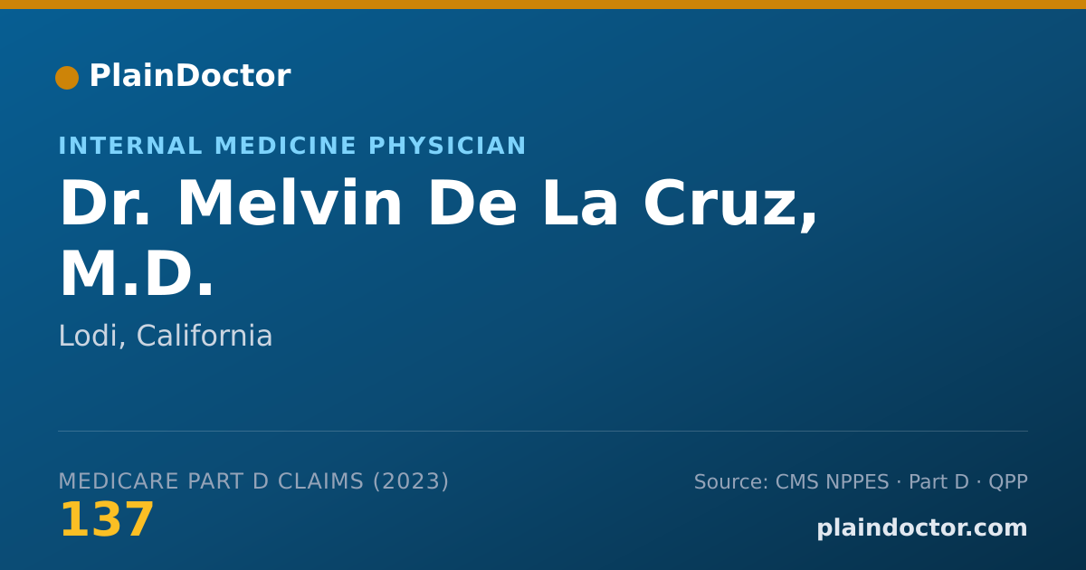 Shareable card for Melvin De La Cruz, M.D. - Internal Medicine Physician, Lodi, CA