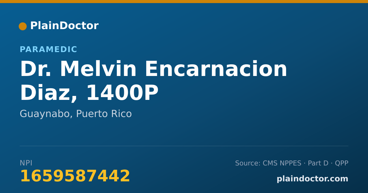 Shareable card for Melvin Encarnacion Diaz, 1400P - Paramedic, Guaynabo, PR