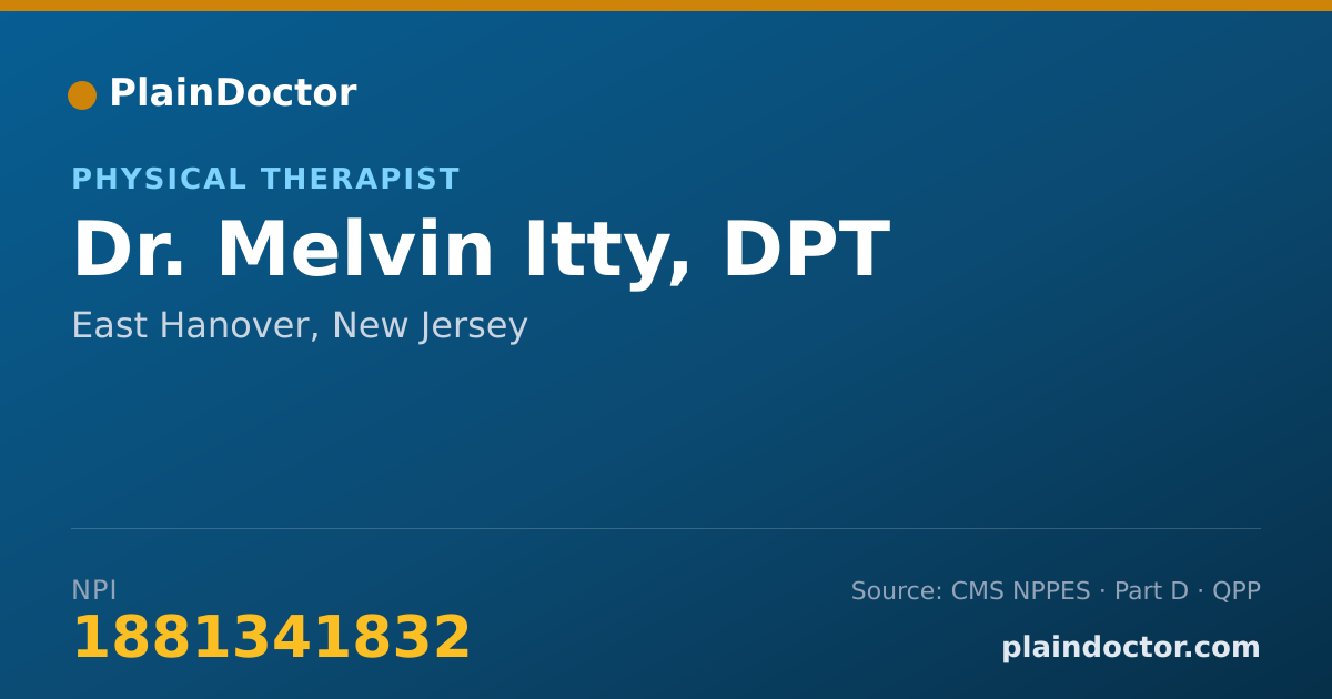 Shareable card for Melvin Itty, DPT - Physical Therapist, East Hanover, NJ