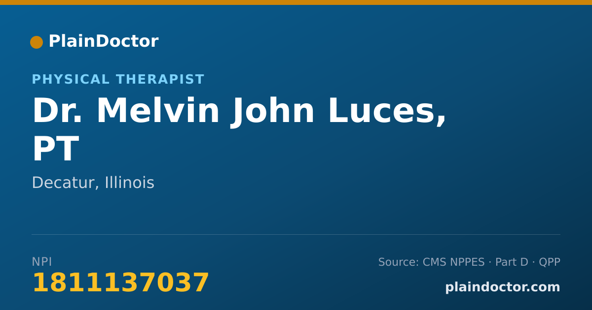 Shareable card for Melvin John Luces, PT - Physical Therapist, Decatur, IL