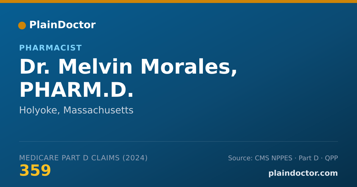 Shareable card for Melvin Morales, PHARM.D. - Pharmacist, Holyoke, MA