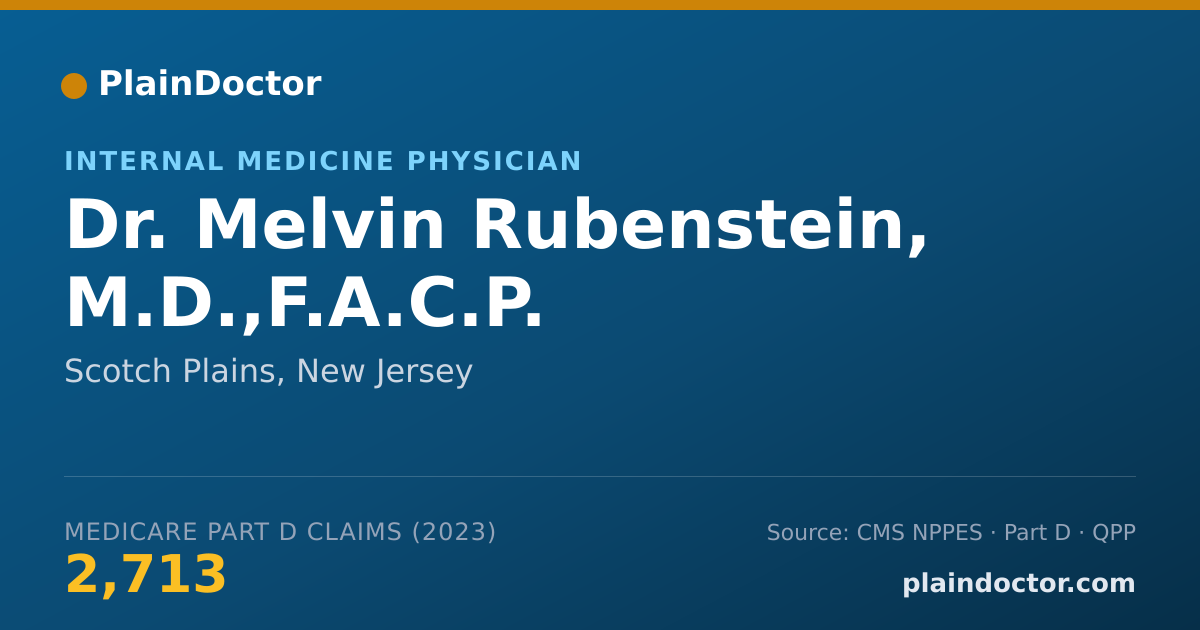 Shareable card for Melvin Rubenstein, M.D.,F.A.C.P. - Internal Medicine Physician, Scotch Plains, NJ