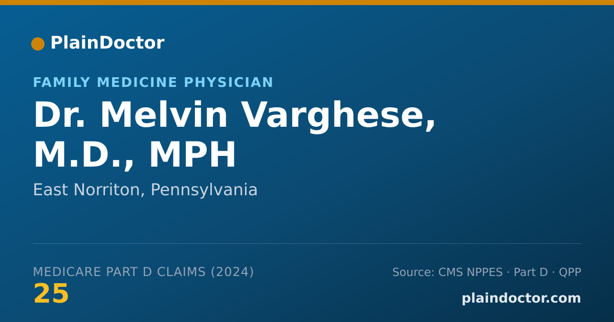 Shareable card for Melvin Varghese, M.D., MPH - Family Medicine Physician, East Norriton, PA
