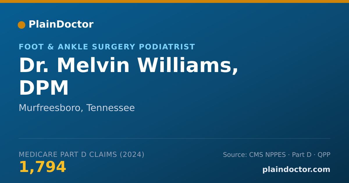 Shareable card for Melvin Williams, DPM - Foot & Ankle Surgery Podiatrist, Murfreesboro, TN