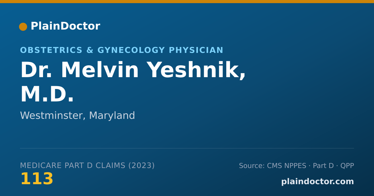 Shareable card for Melvin Yeshnik, M.D. - Obstetrics & Gynecology Physician, Westminster, MD