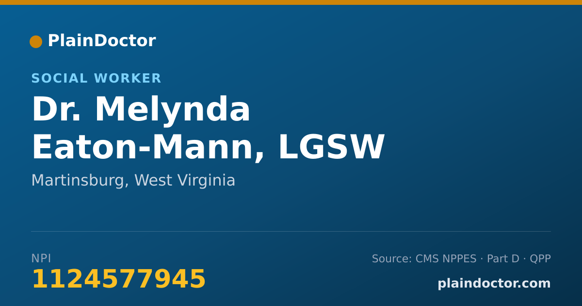 Shareable card for Melynda Eaton-Mann, LGSW - Social Worker, Martinsburg, WV