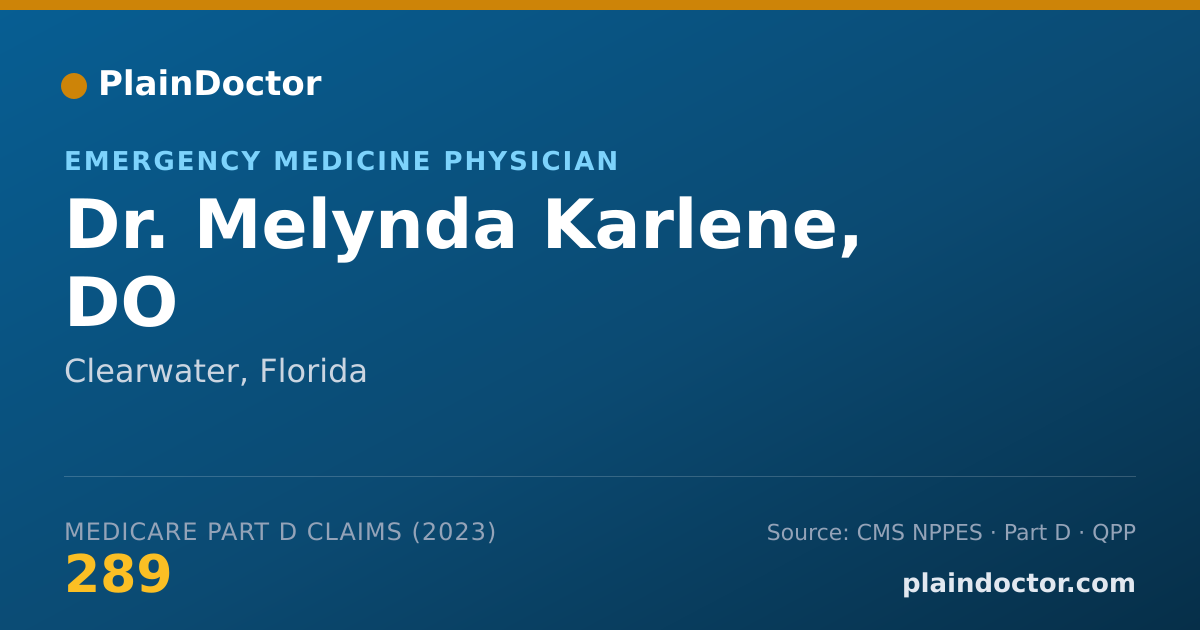 Shareable card for Melynda Karlene, DO - Emergency Medicine Physician, Clearwater, FL