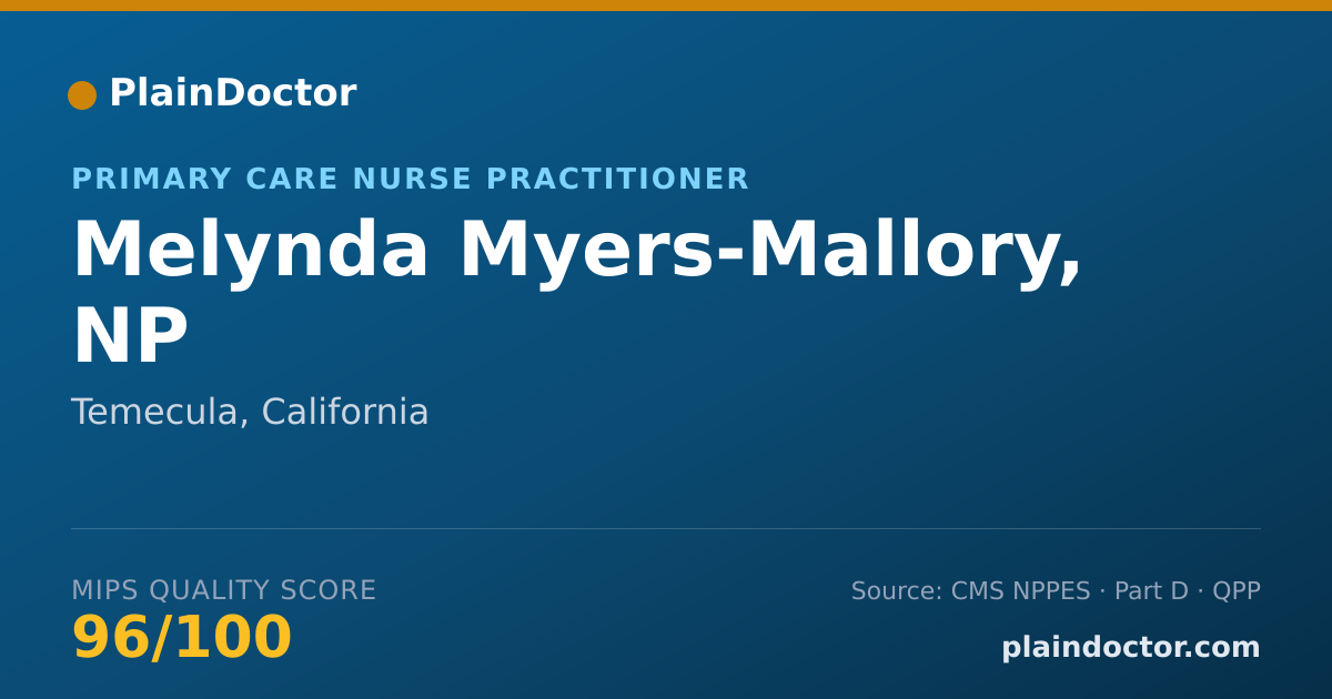 Shareable card for Melynda Myers-Mallory, NP - Primary Care Nurse Practitioner, Temecula, CA