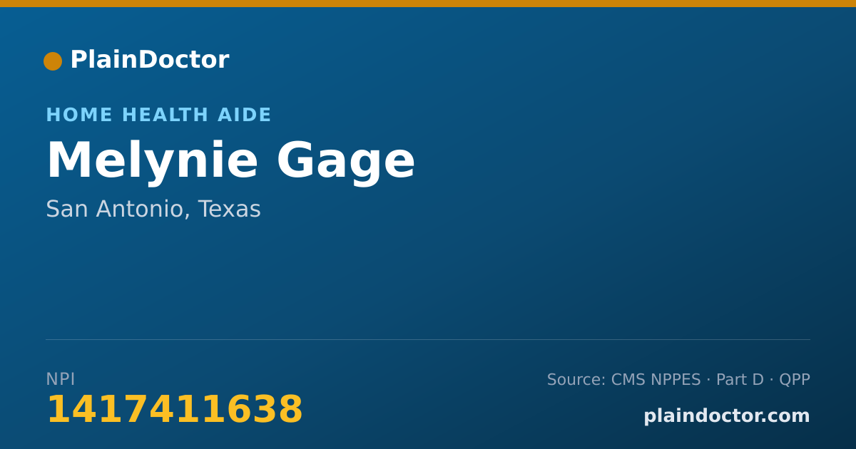 Shareable card for Melynie Gage - Home Health Aide, San Antonio, TX