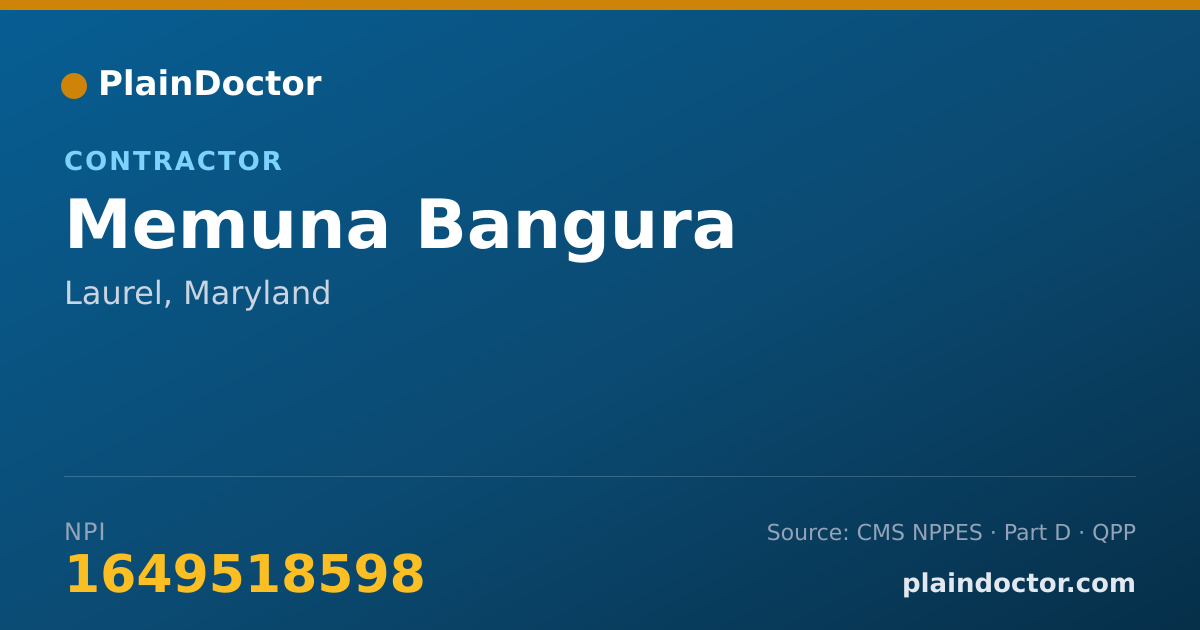 Shareable card for Memuna Bangura - Contractor, Laurel, MD
