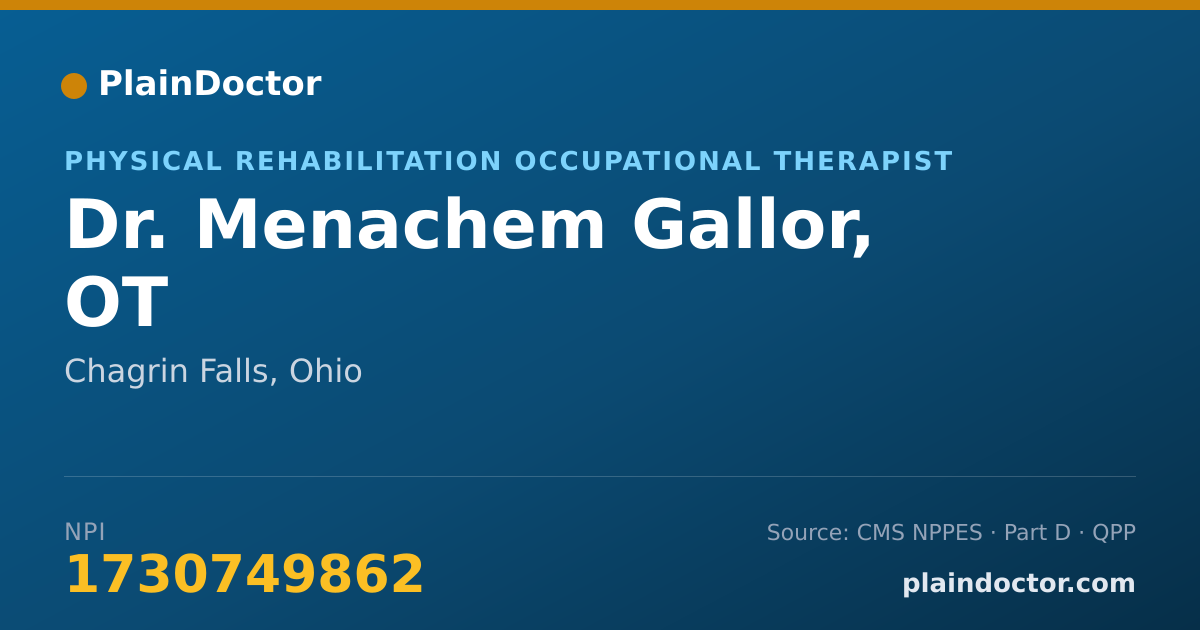 Shareable card for Menachem Gallor, OT - Physical Rehabilitation Occupational Therapist, Chagrin Falls, OH