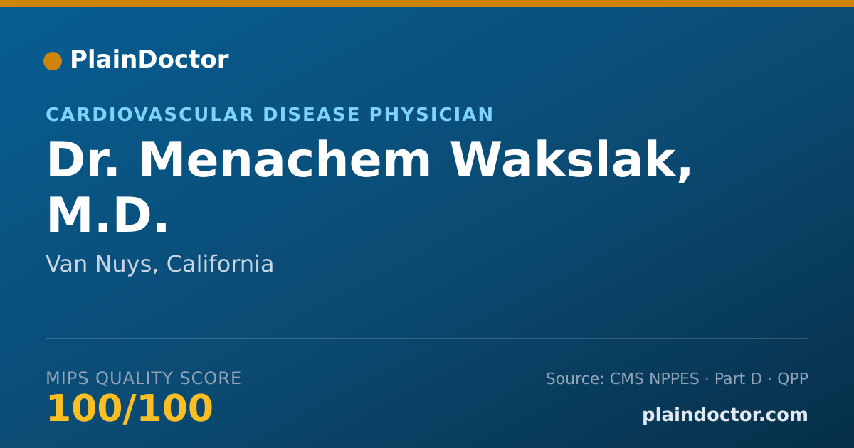 Shareable card for Menachem Wakslak, M.D. - Cardiovascular Disease Physician, Van Nuys, CA