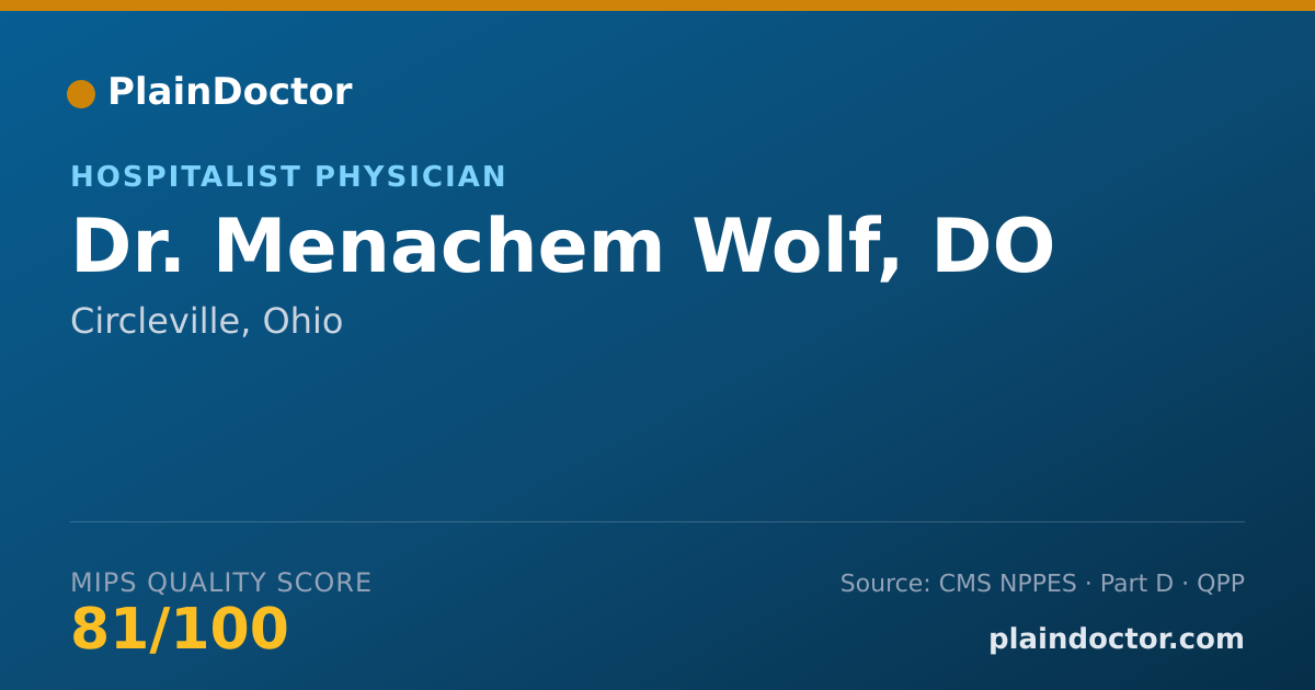 Shareable card for Menachem Wolf, DO - Hospitalist Physician, Circleville, OH