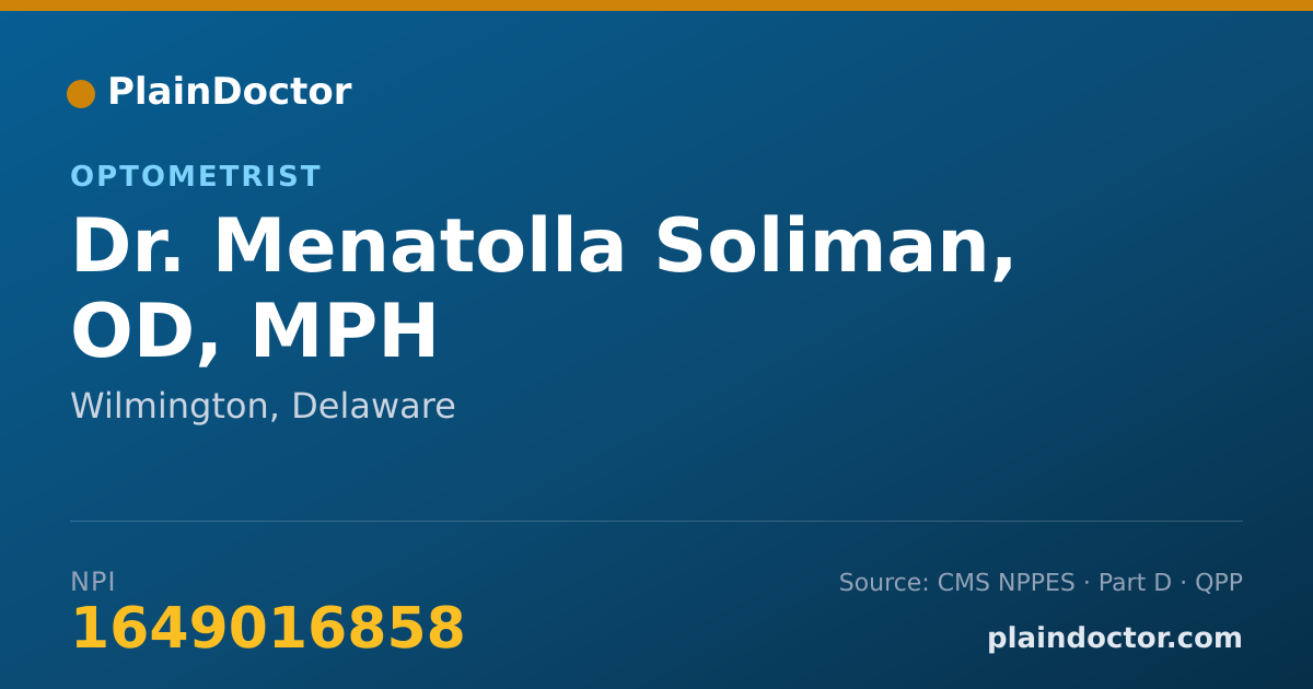 Shareable card for Menatolla Soliman, OD, MPH - Optometrist, Wilmington, DE