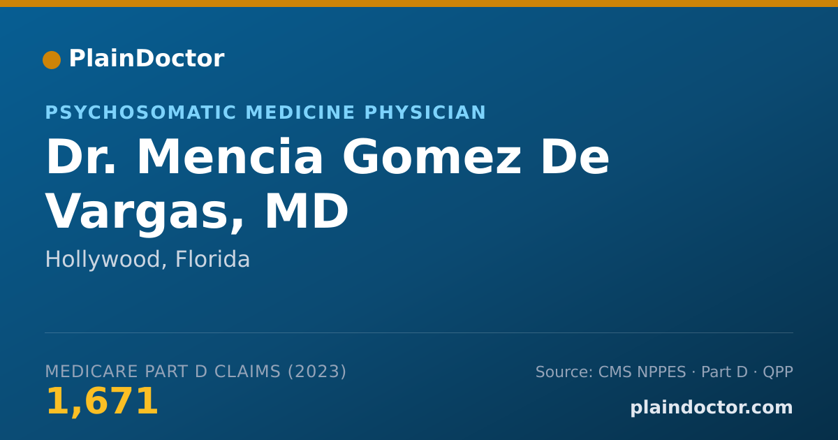 Shareable card for Mencia Gomez De Vargas, MD - Psychosomatic Medicine Physician, Hollywood, FL