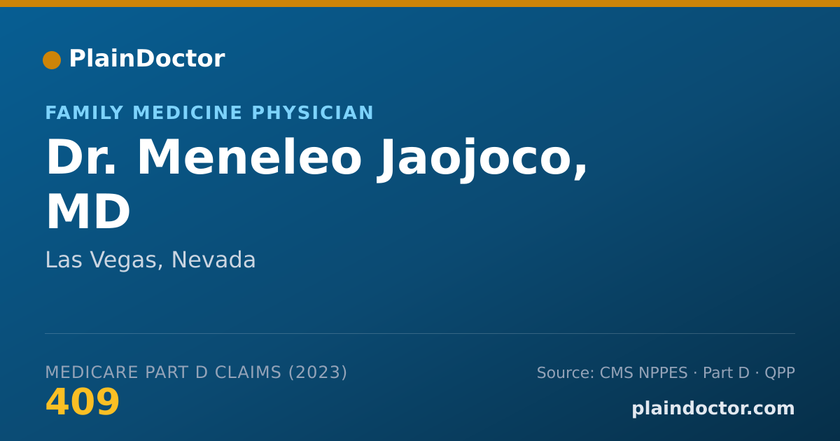 Shareable card for Meneleo Jaojoco, MD - Family Medicine Physician, Las Vegas, NV