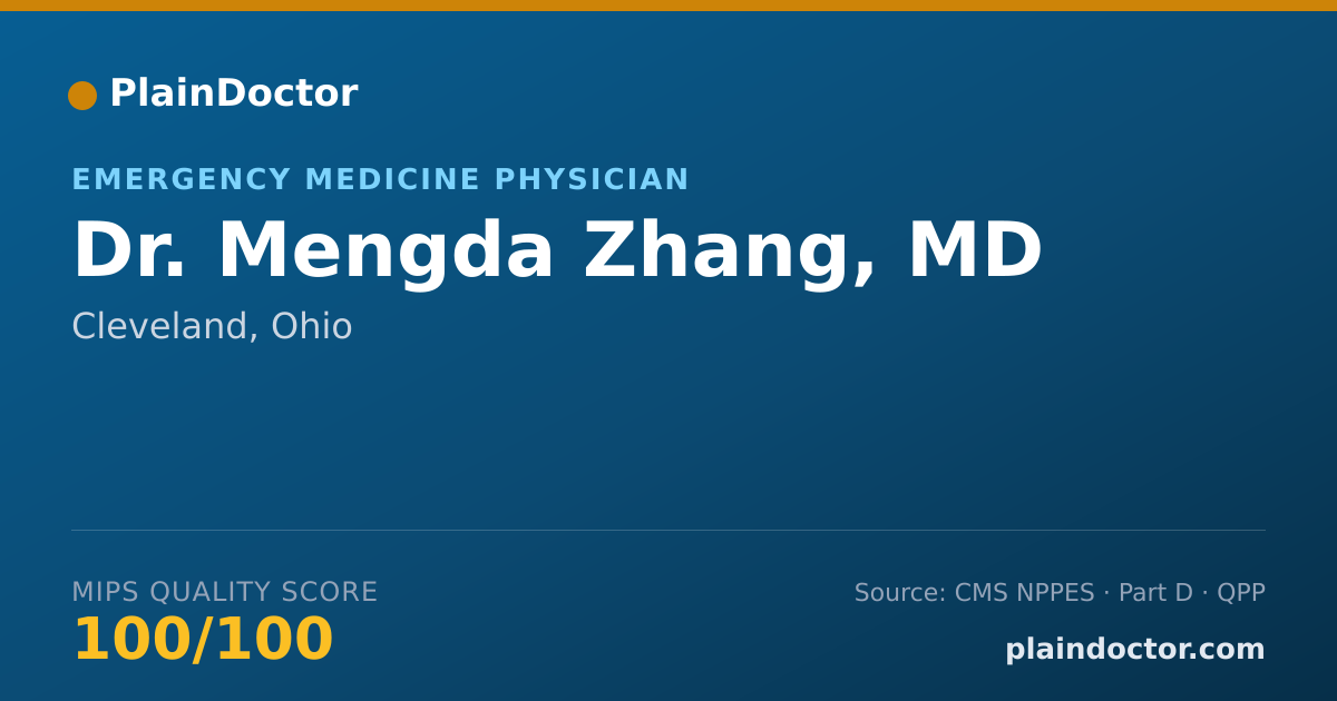 Shareable card for Mengda Zhang, MD - Emergency Medicine Physician, Cleveland, OH