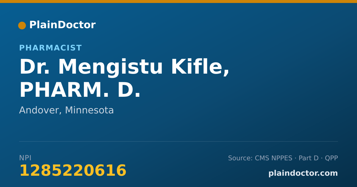 Shareable card for Mengistu Kifle, PHARM. D. - Pharmacist, Andover, MN