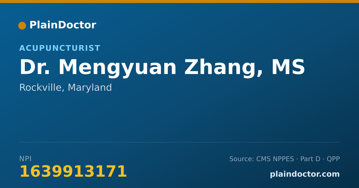 Shareable card for Mengyuan Zhang, MS - Acupuncturist, Rockville, MD