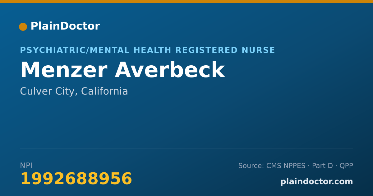 Shareable card for Menzer Averbeck - Psychiatric/Mental Health Registered Nurse, Culver City, CA