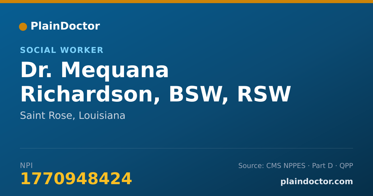 Shareable card for Mequana Richardson, BSW, RSW - Social Worker, Saint Rose, LA