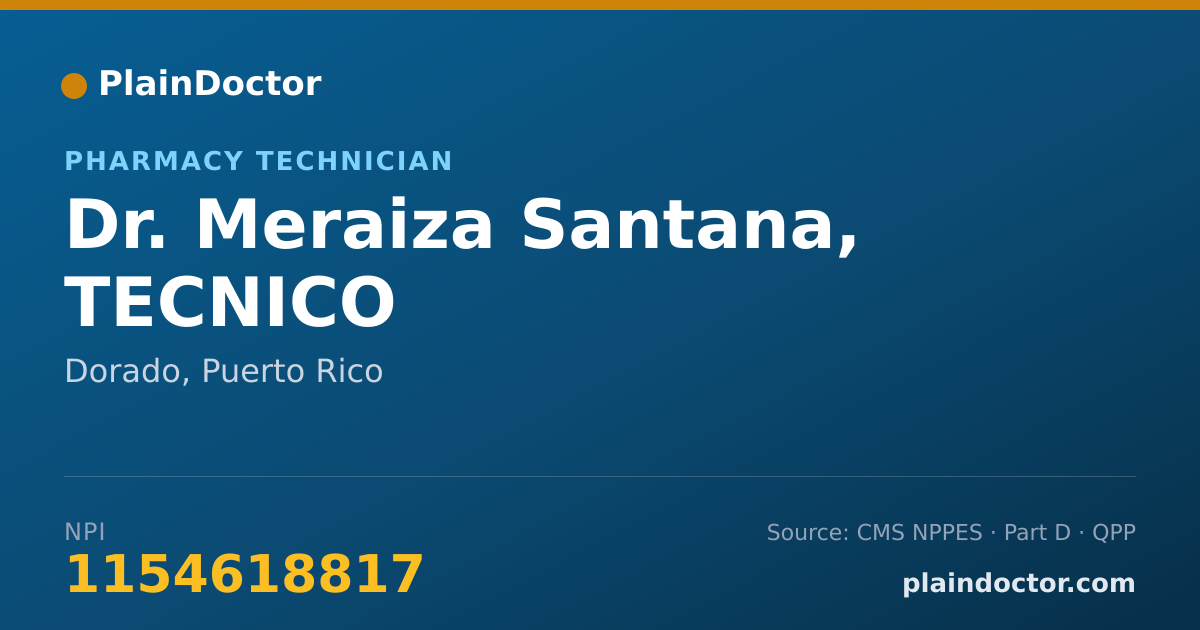 Shareable card for Meraiza Santana, TECNICO - Pharmacy Technician, Dorado, PR