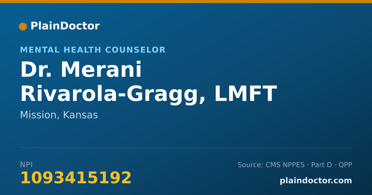 Shareable card for Merani Rivarola-Gragg, LMFT - Mental Health Counselor, Mission, KS