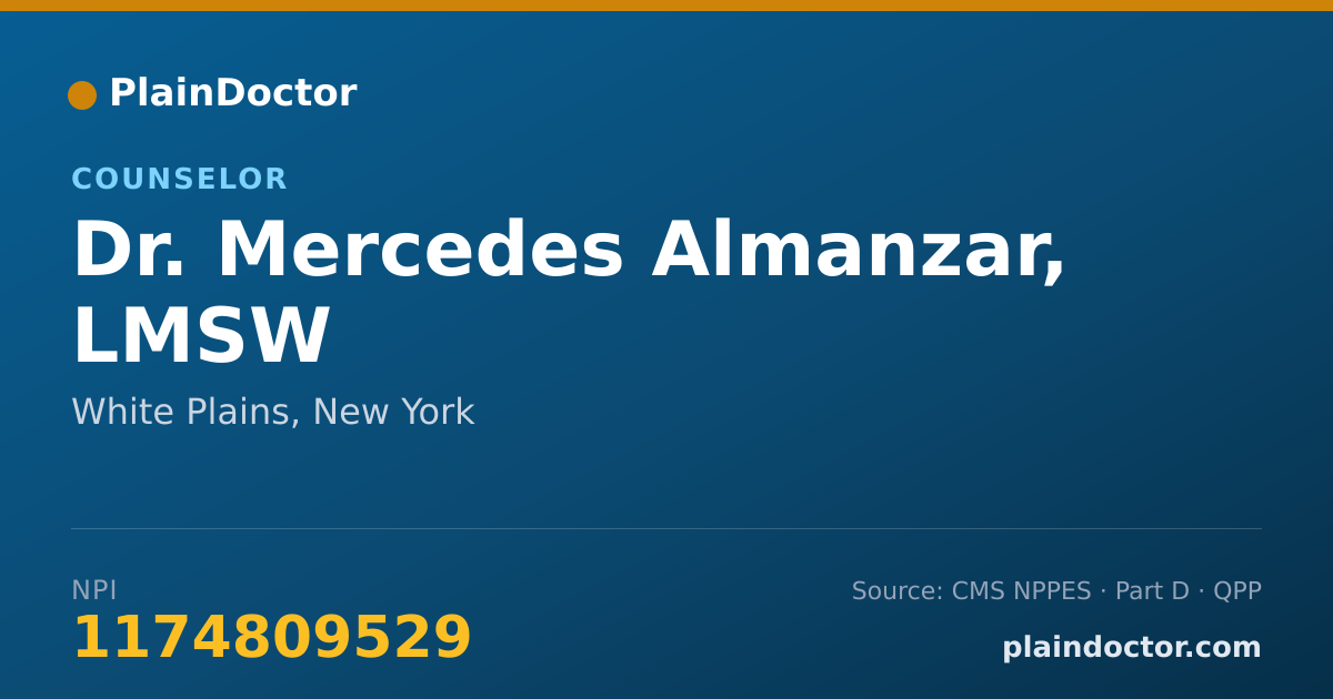 Shareable card for Mercedes Almanzar, LMSW - Counselor, White Plains, NY