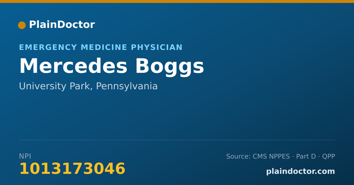 Shareable card for Mercedes Boggs - Emergency Medicine Physician, University Park, PA