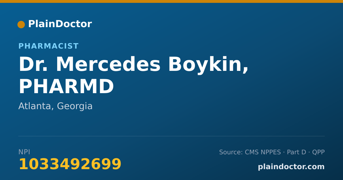 Shareable card for Mercedes Boykin, PHARMD - Pharmacist, Atlanta, GA