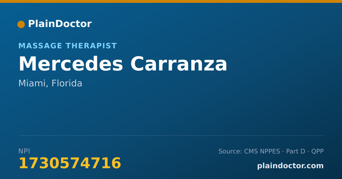 Shareable card for Mercedes Carranza - Massage Therapist, Miami, FL