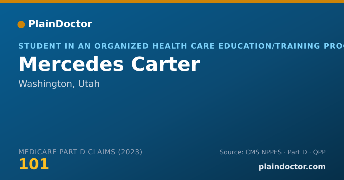 Shareable card for Mercedes Carter - Student in an Organized Health Care Education/Training Program, Washington, UT