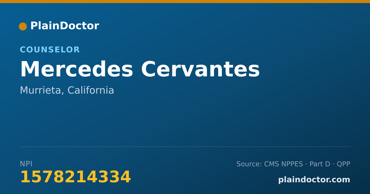 Shareable card for Mercedes Cervantes - Counselor, Murrieta, CA