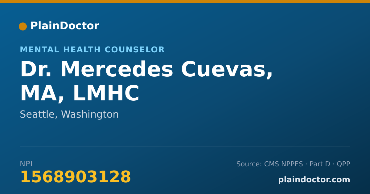 Shareable card for Mercedes Cuevas, MA, LMHC - Mental Health Counselor, Seattle, WA