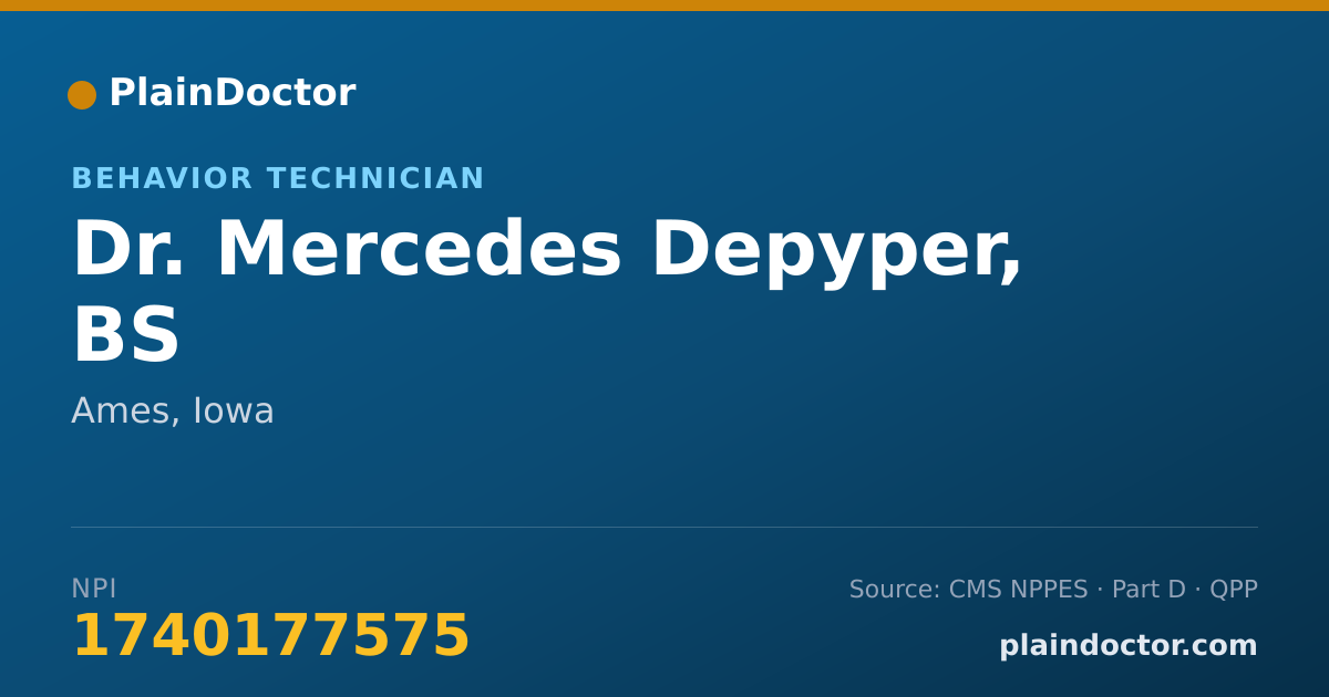 Shareable card for Mercedes Depyper, BS - Behavior Technician, Ames, IA