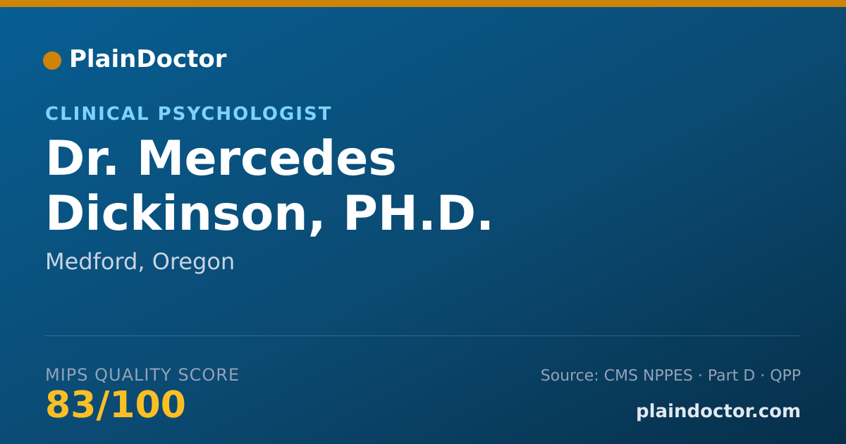 Shareable card for Mercedes Dickinson, PH.D. - Clinical Psychologist, Medford, OR