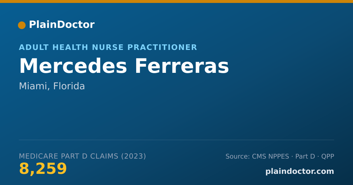Shareable card for Mercedes Ferreras - Adult Health Nurse Practitioner, Miami, FL