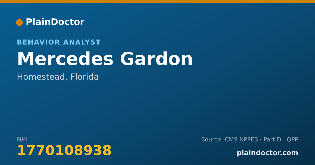Shareable card for Mercedes Gardon - Behavior Analyst, Homestead, FL