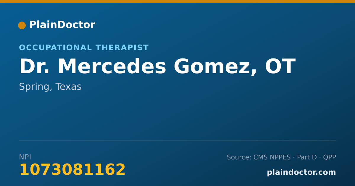 Shareable card for Mercedes Gomez, OT - Occupational Therapist, Spring, TX