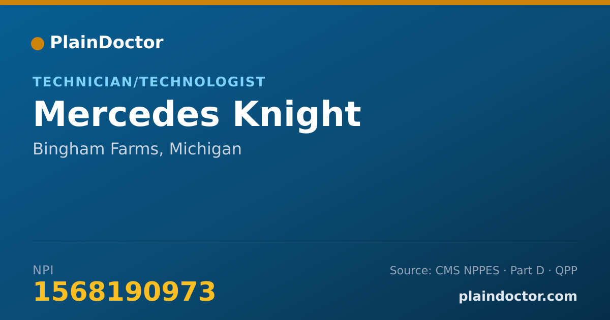 Shareable card for Mercedes Knight - Technician/Technologist, Bingham Farms, MI