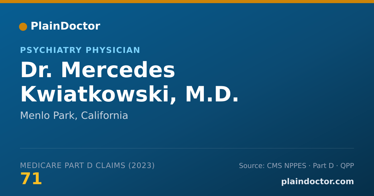 Shareable card for Mercedes Kwiatkowski, M.D. - Psychiatry Physician, Menlo Park, CA