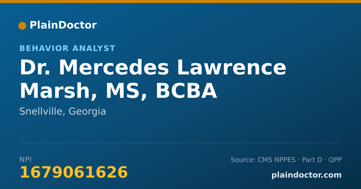 Shareable card for Mercedes Lawrence Marsh, MS, BCBA - Behavior Analyst, Snellville, GA