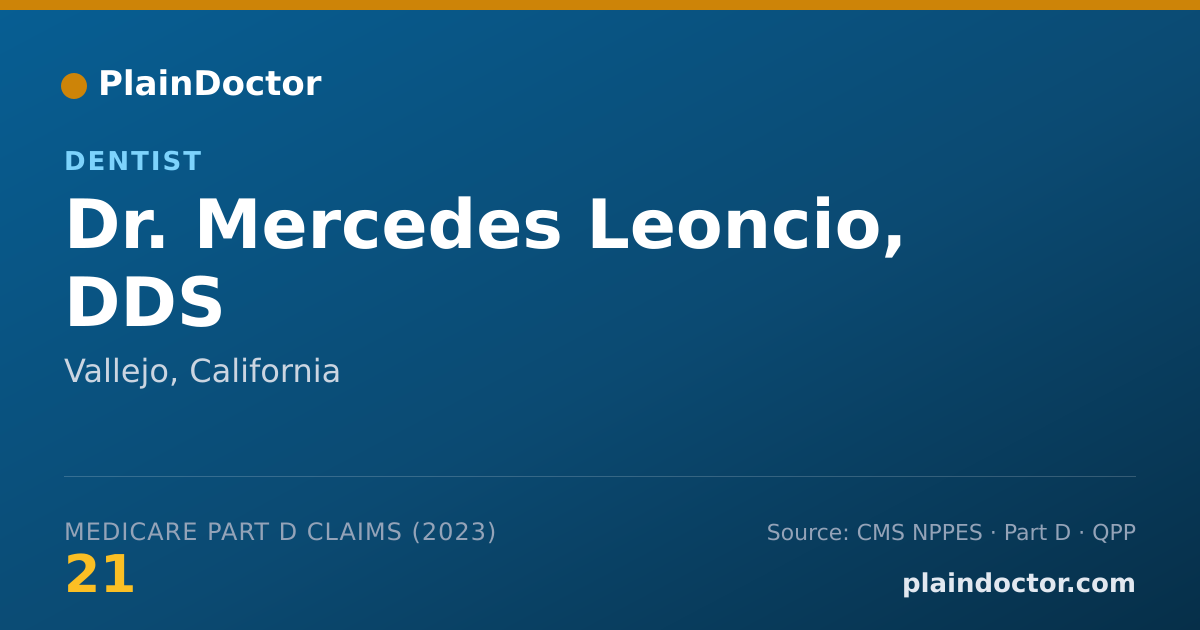 Shareable card for Mercedes Leoncio, DDS - Dentist, Vallejo, CA
