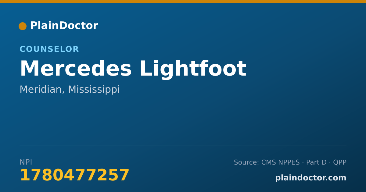 Shareable card for Mercedes Lightfoot - Counselor, Meridian, MS