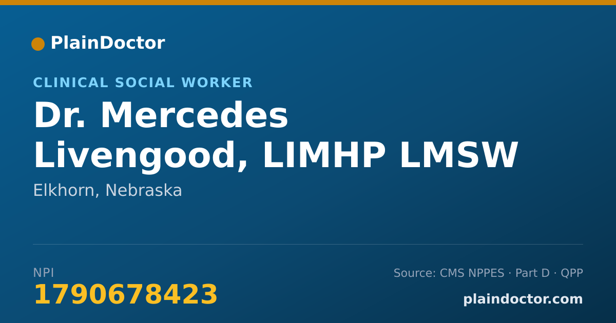 Shareable card for Mercedes Livengood, LIMHP LMSW - Clinical Social Worker, Elkhorn, NE